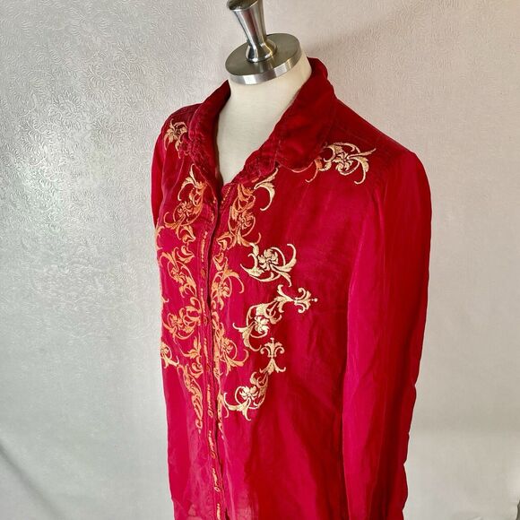 Johnny Was sz S Pink Embroidered Tunic - Picture 4 of 10